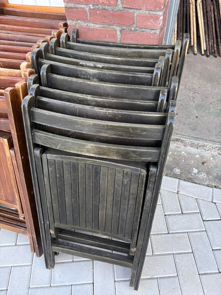 Houten zwarte klapstoelen, Huis en Inrichting, Stoelen, Gebruikt, Vijf, Zes of meer stoelen, Hout, Zwart, Ophalen