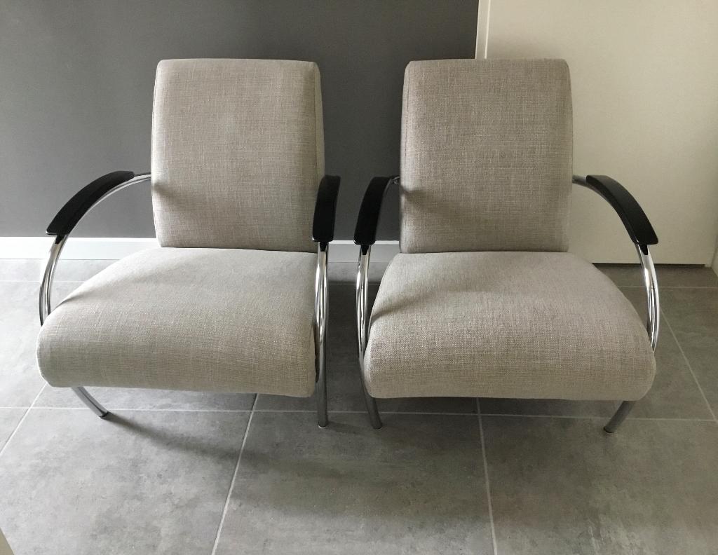 2X Gelderland fauteuil 5470 Jan des Bouvrie als nieuw, Huis en Inrichting, Ophalen, 75 tot 100 cm, Zo goed als nieuw, Stof