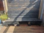 Robuuste houten tuinbank - Zwart gebeitst, Tuin en Terras, Tuinbanken, Ophalen, Gebruikt, Hout