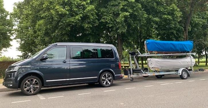 Trailer voor twee zeilboten met elektrische lier, Watersport en Boten, Boottrailers, Gebruikt, Open zeilboottrailer, Minder dan 1500 kg