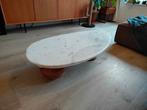 Houten salontafel met marmeren blad, mag weg voor n mooi bod, Ophalen, Gebruikt, 100 tot 150 cm, 50 tot 100 cm