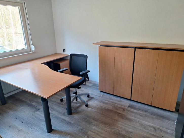 Bureau met aanzetstuk, ladenblok en dubbele kast, Huis en Inrichting, Bureaus, Gebruikt, Ophalen