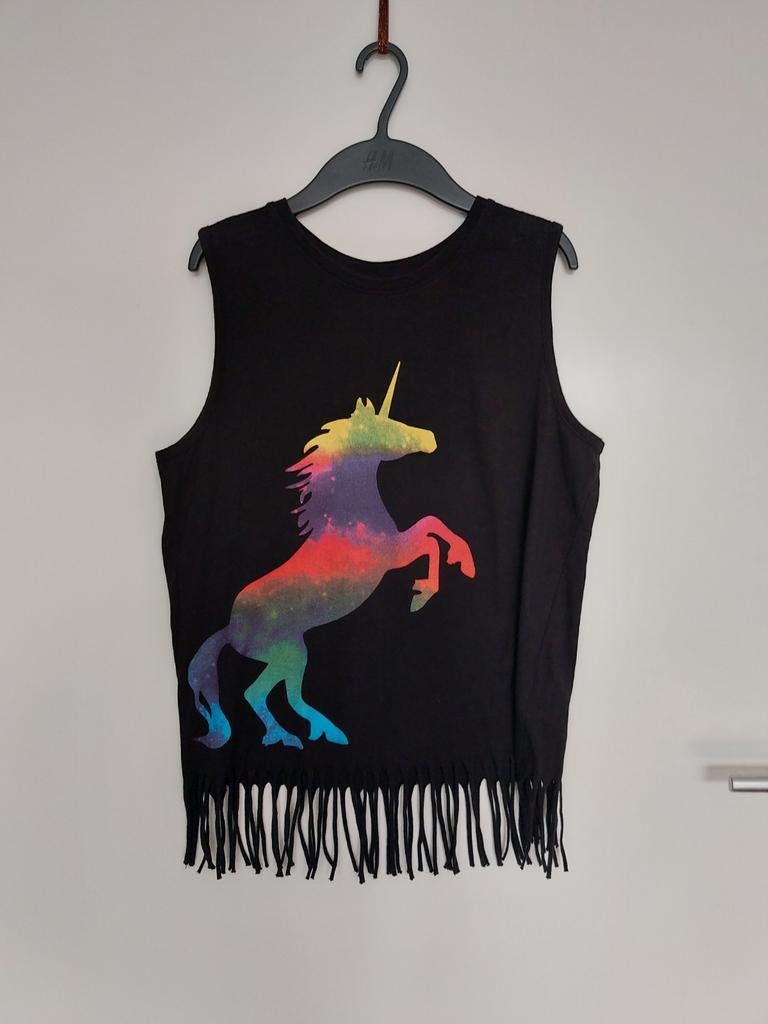 Leuk zwart topje met unicorn maat 164-170 z.g.a.n., Meisje, BPC, Ophalen of Verzenden, Zo goed als nieuw