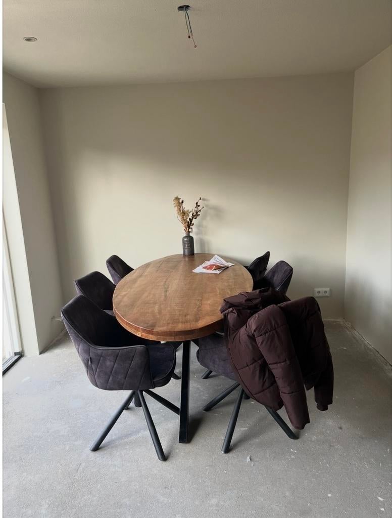 Goossens eettafel mangohout 210x100 met kruispoot, Ophalen, Gebruikt, 100 tot 150 cm, 200 cm of meer