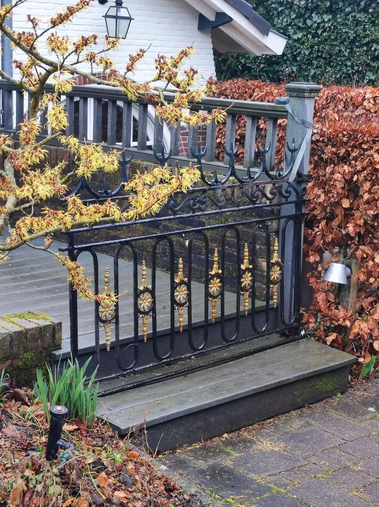 Vier gietijzeren tuinhekken Keizersgracht Amsterdam €100 /st, Ophalen, Gebruikt, IJzer, Sierhekwerk