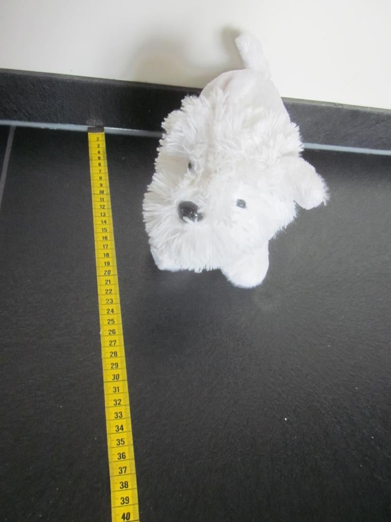Toi-Toys wit zacht pluche hond hondje kunststof ogen-neus, Overige merken, Overige karakters, Nieuw, Wasbaar