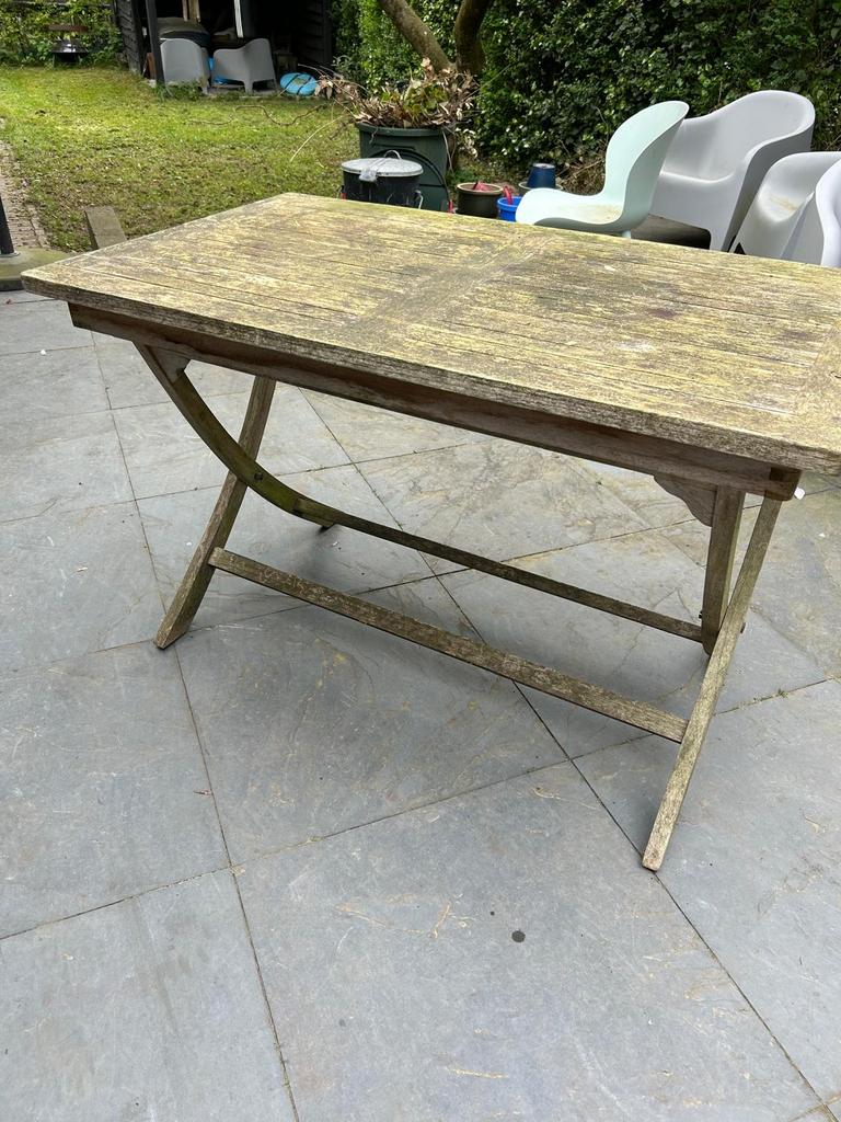 Teakhouten tuintafel 70 x 120 cm, Tuin en Terras, Tuintafels, Ophalen, Gebruikt, Rechthoekig, Teakhout
