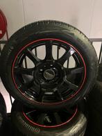 15" Zwarte velgen met Continental zomerbanden 4x100, Ophalen, Gebruikt, 15 inch, Velg(en)