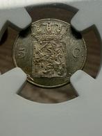 Absolute topper ms66 5 cent 1827 Willem I, Zilver, Ophalen of Verzenden, Koning Willem I, Losse munt