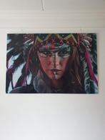 Glas schilderij 120x80 cm - Indianen vrouw, Ophalen