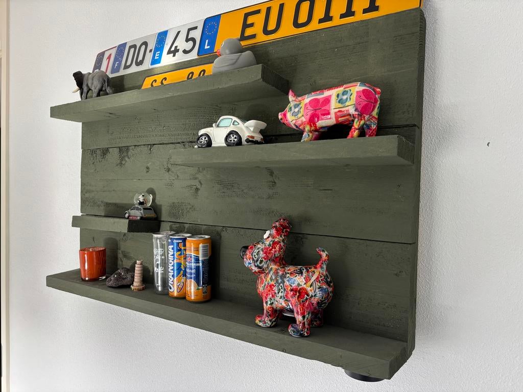 Wandplank steigerhout legergroen 100x60cm, Ophalen, Gebruikt