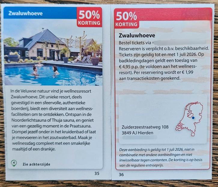 Sauna Zwaluwhoeve 50% korting, Tickets en Kaartjes, Kortingen en Cadeaubonnen