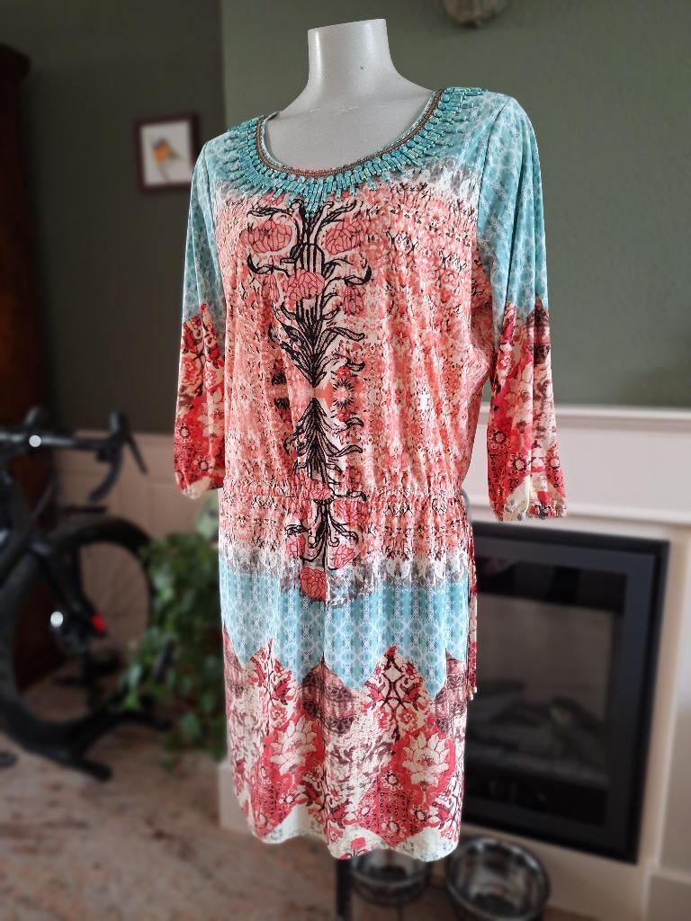 K-Design K Design oranje mint jurk M 38 40, Kleding | Dames, Maat 38/40 (M), K-design, Verzenden, Oranje