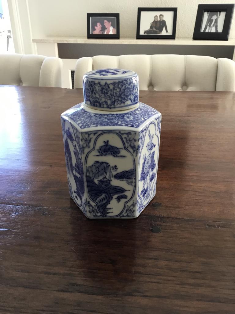 Antieke Chinese theebus, blauw-wit porselein, Antiek en Kunst, Antiek | Porselein, Ophalen of Verzenden