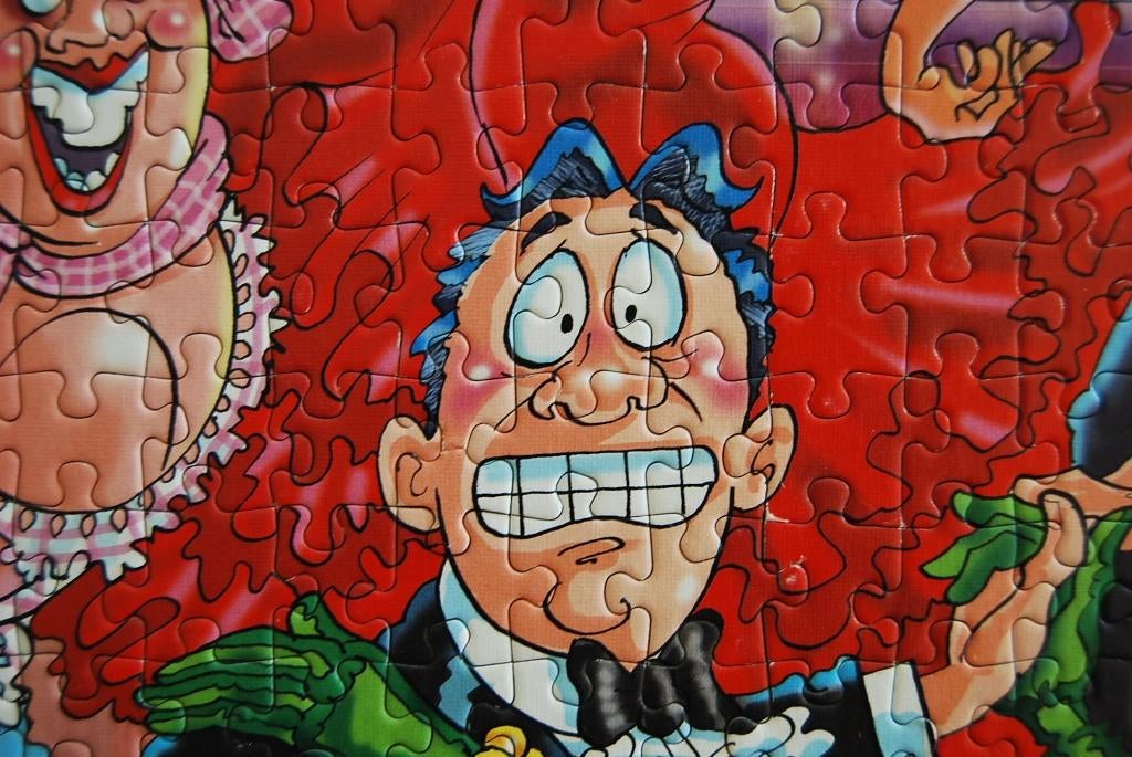 Puzzel Wasgij? Vaguely gone pranging., Ophalen of Verzenden, 500 t/m 1500 stukjes, Zo goed als nieuw, Legpuzzel