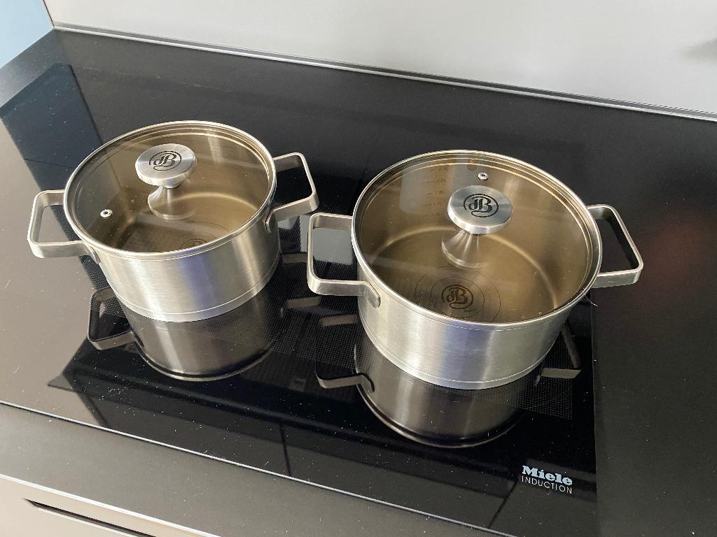 Pannenset Herman den Blijker 2 ltr + 2,5 ltr, Pannenset, Ophalen of Verzenden, Zo goed als nieuw, Rvs