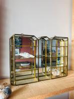 Vintage vitrinekastje schattenkastje spiegelkastje messing, Ophalen of Verzenden