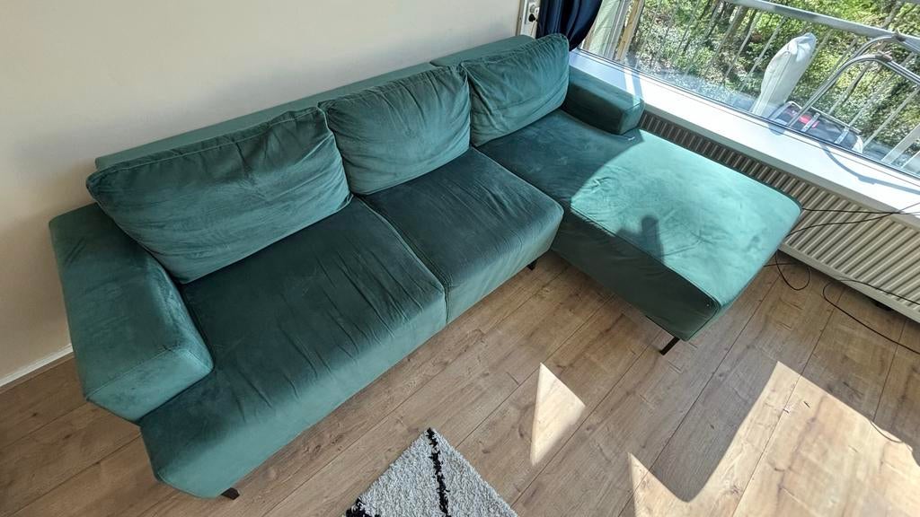 Groene hoekbank, Ophalen, Gebruikt, Hoekbank, Driepersoons