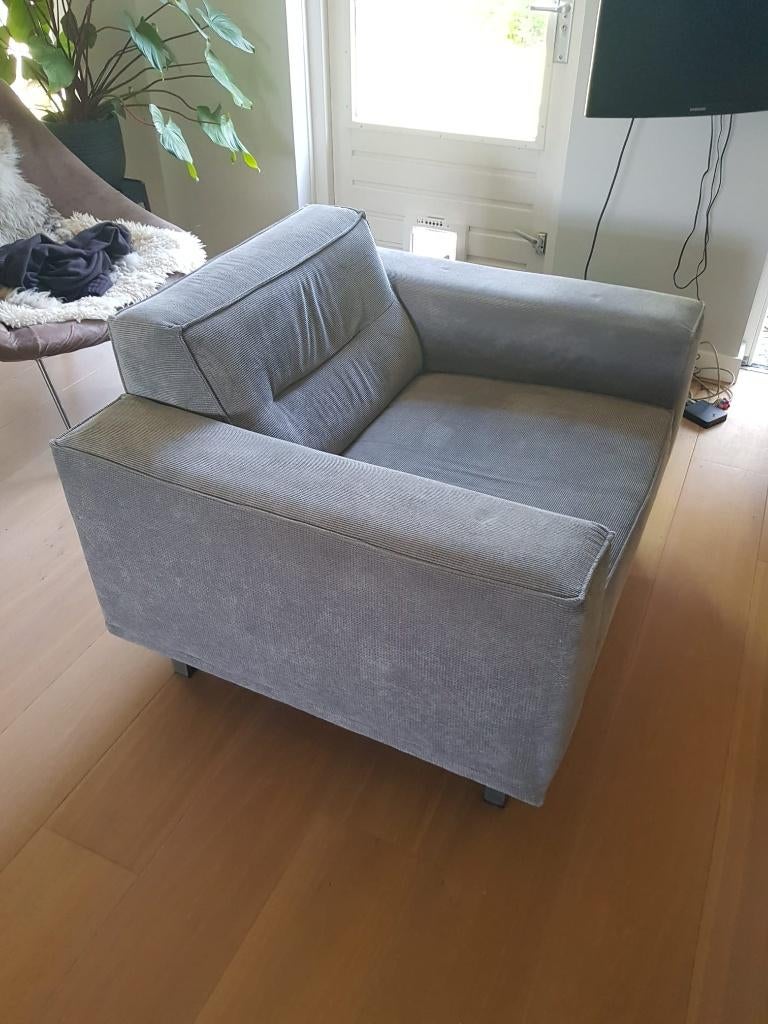 Fauteuil / loveseat van Haco grijs, Ophalen, Gebruikt, 75 tot 100 cm, Stof