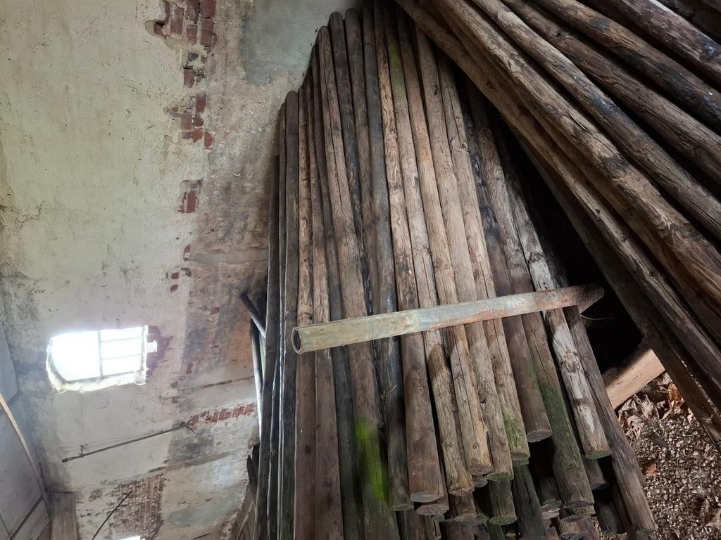 Gecreosoteerde Scheringpalen tekoop, Tuin en Terras, Palen, Balken en Planken, Ophalen of Verzenden, 250 cm of meer, Palen