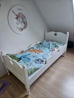 Lief wit peuterbed met hartjes 70x150 incl matras etc., 70 tot 85 cm, 140 tot 160 cm, Zo goed als nieuw, Ophalen
