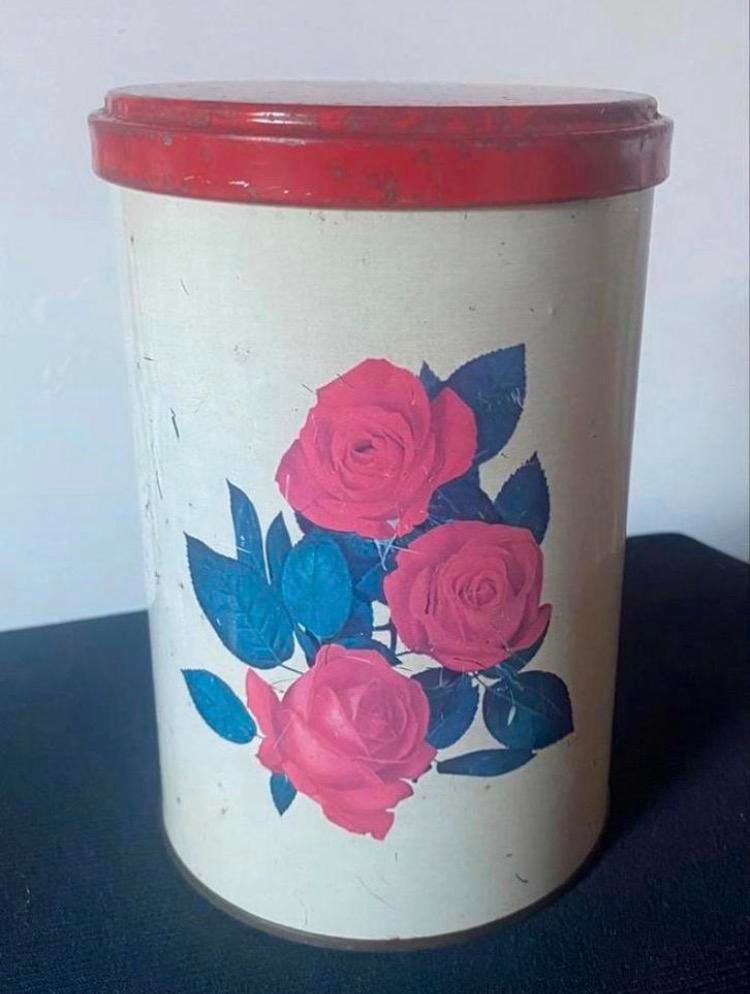 Retro voorraadblik/ voorraadbus van Tomado., Ophalen of Verzenden, Huis en Inrichting