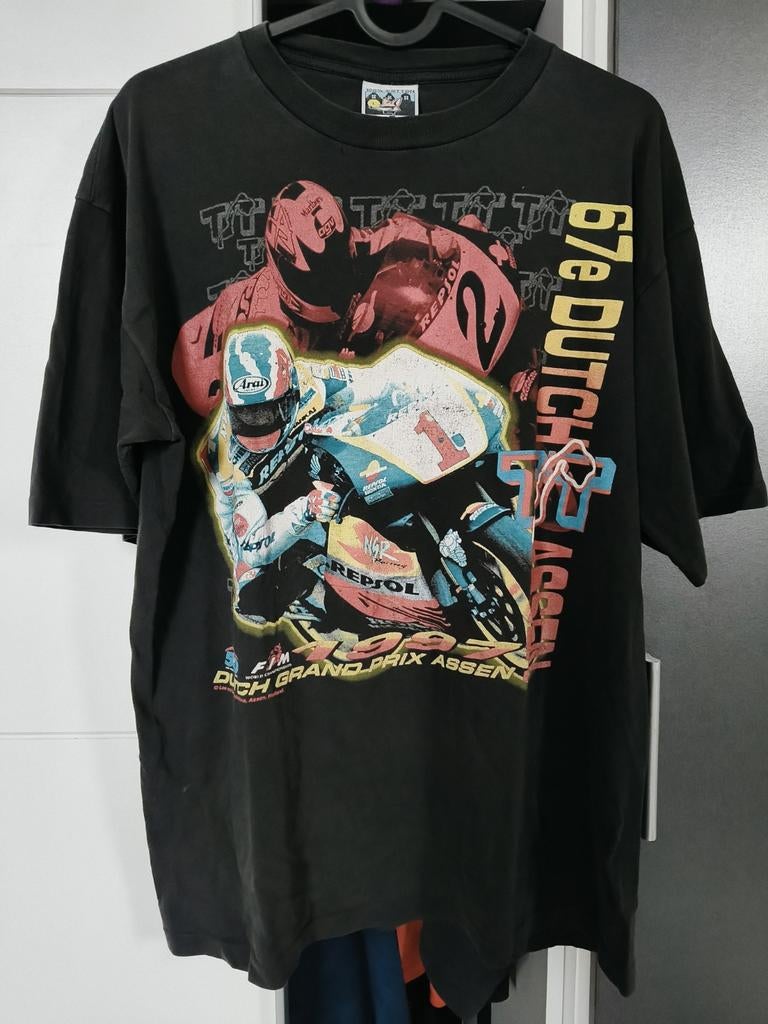 (L) Fox Tees - Dutch Moto GP - TT Assen 1997 Merch Shirt, Maat 52/54 (L), Zwart, Ophalen of Verzenden, MotoGP