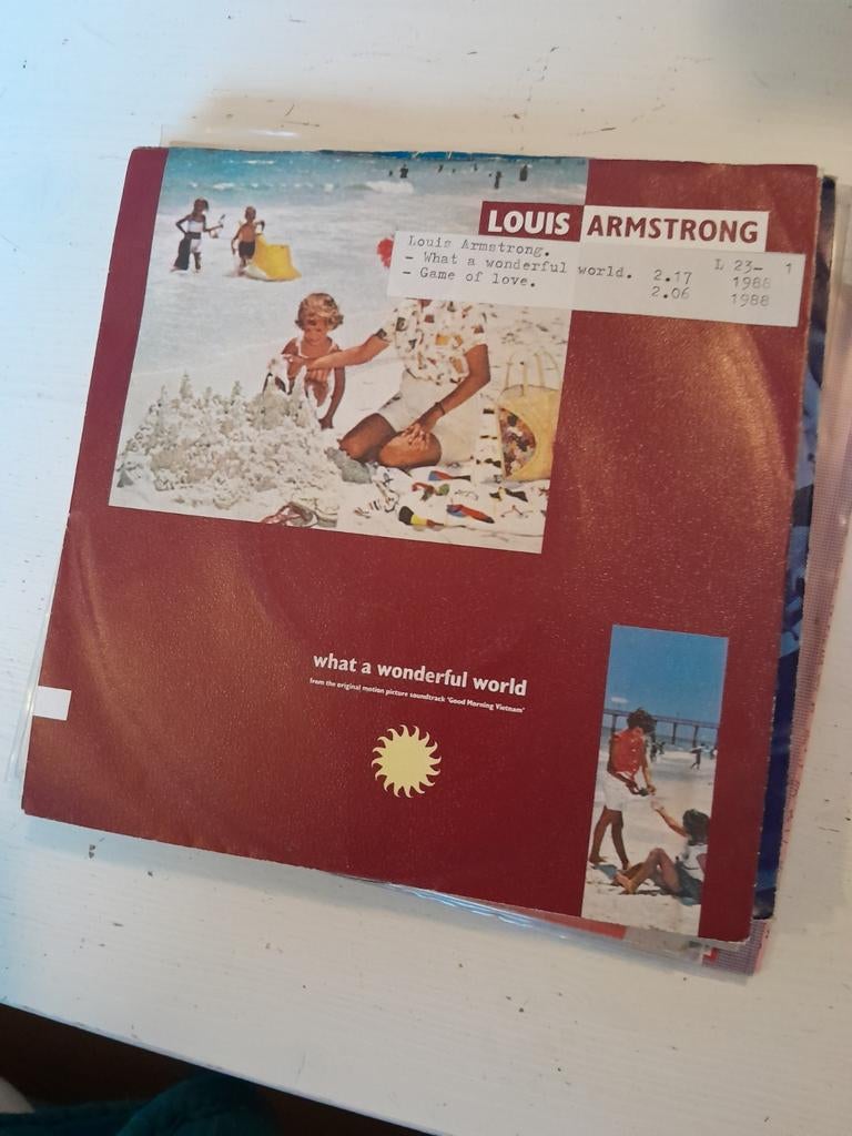 Louis armstrong 7inch what a wonderful world, Cd's en Dvd's, Vinyl Singles, Ophalen of Verzenden, Zo goed als nieuw, Pop
