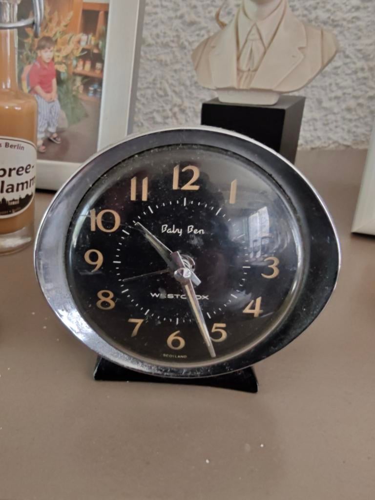 Vintage Westclox Baby Ben Wekker - Zwart & Chroom, Antiek en Kunst, Antiek | Klokken, Ophalen of Verzenden