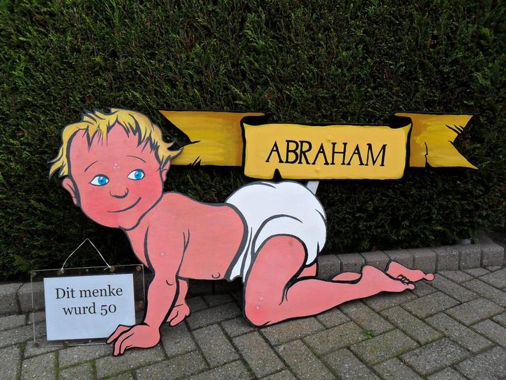 50 Abraham / verjaardagbord / feestbord verjaardag., Hobby en Vrije tijd, Feestartikelen | Verhuur, Nieuw, Abraham of Sarah, Ophalen