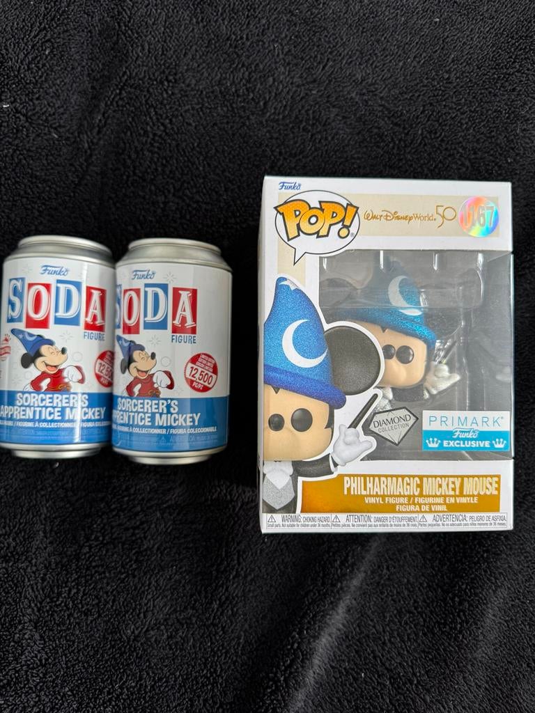 Mickey Mouse Funko bundel: Soda Chase & Pop Diamond, Ophalen of Verzenden, Mickey Mouse, Zo goed als nieuw, Beeldje of Figuurtje