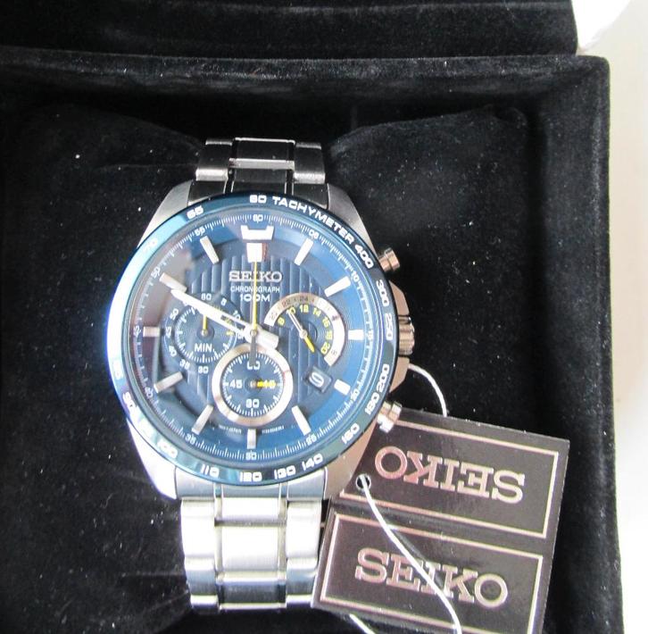 Seiko Quartz Chronograaf - nieuwe complete set, Sieraden, Tassen en Uiterlijk, Horloges | Heren, Nieuw, Polshorloge, Seiko, Staal