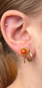 Bloedkoraal antiek 14k gouden set oorbellen dames 19e eeuws