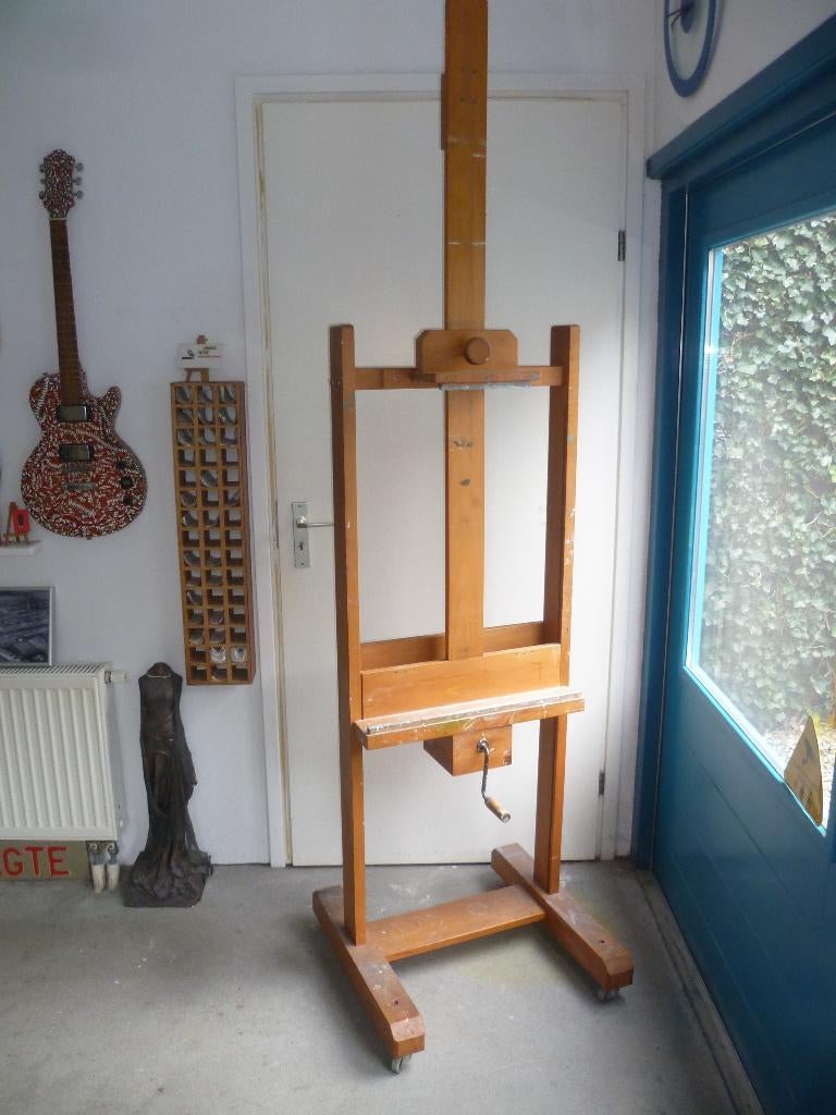 Atelier vondst Schildersezel met SLINGER en op wielen, Hobby en Vrije tijd, Schilderen, Ophalen, Nieuw, Ezel