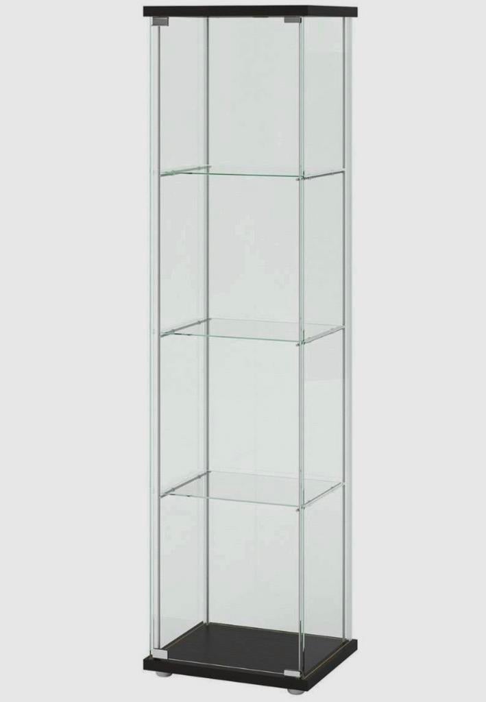 TWEE Ikea Detolf vitrinekasten, zwarte onder en bovenolaat, Huis en Inrichting, Kasten | Vitrinekasten, Ophalen, 25 tot 50 cm