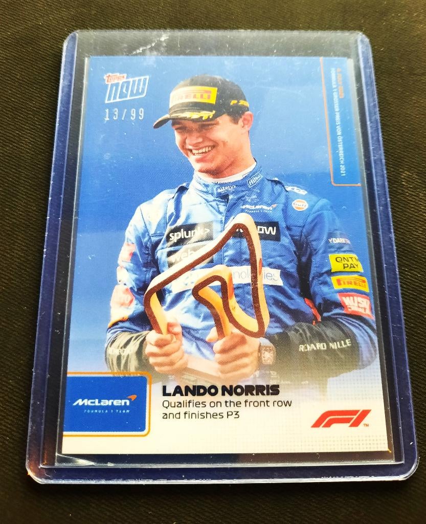 Lando Norris F1 Topps Now 2021 Blue Parallel 13/99 Zeldzaam, Ophalen of Verzenden, Nieuw, Plaatje