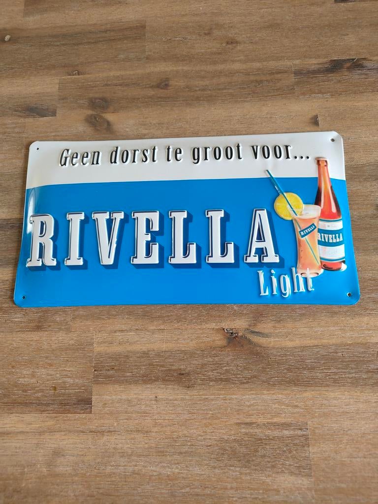 Vintage Rivella Light  Reclamebord - Geen dorst te gr, Verzamelen, Ophalen of Verzenden, Gebruikt, Reclamebord