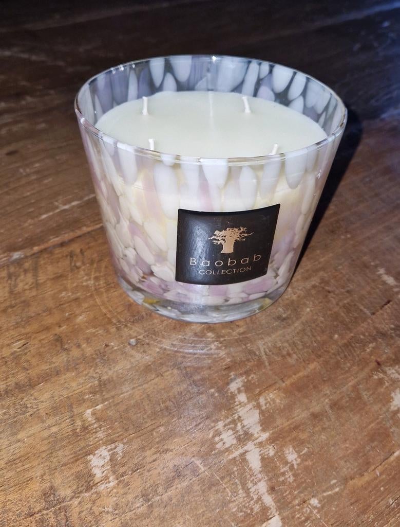 Baobab geurkaars white pearls, Huis en Inrichting, Woonaccessoires | Kandelaars en Kaarsen, Verzenden, Overige materialen, Minder dan 25 cm