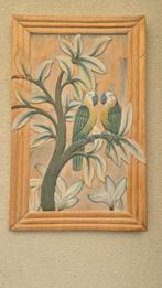 Houten Schilderij met Papegaaien, Ophalen of Verzenden
