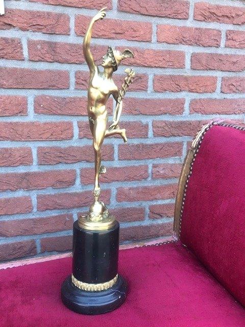 groot bronzen topbeeld van Mercurius/Hermes, 49 cm!, Ophalen of Verzenden, Gemerkt, Brons, Beeld