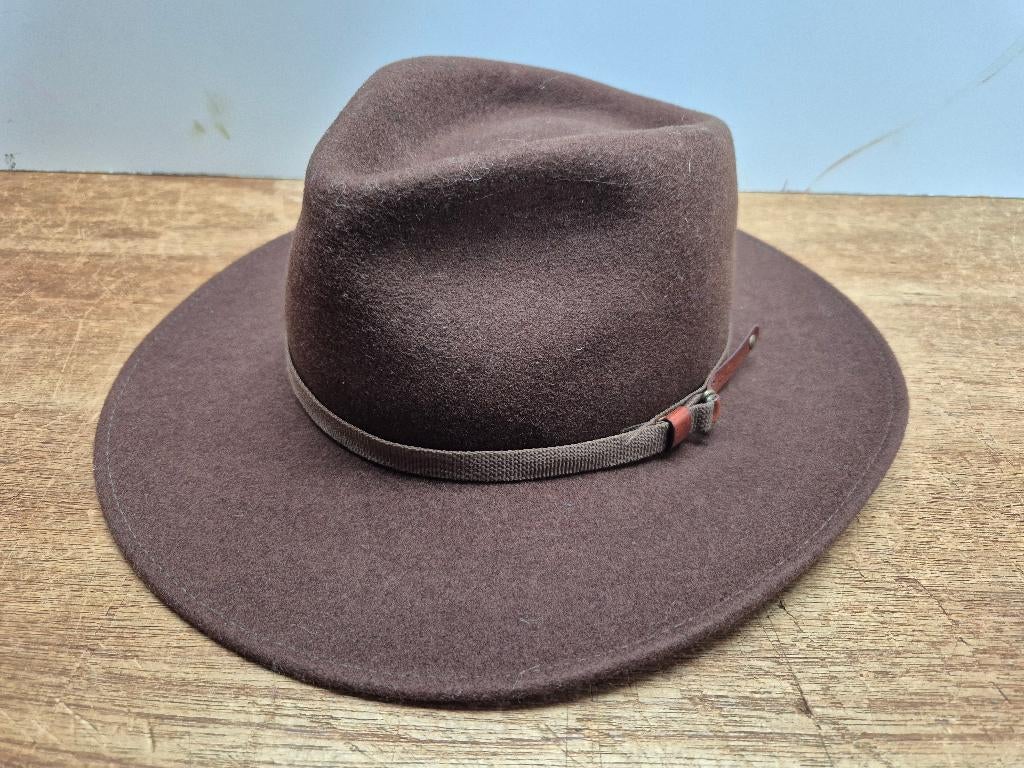 Vilten Hoed, Fedora, bruin, nieuw maat 57, Fedora, Hoed, Nieuw, Ophalen of Verzenden