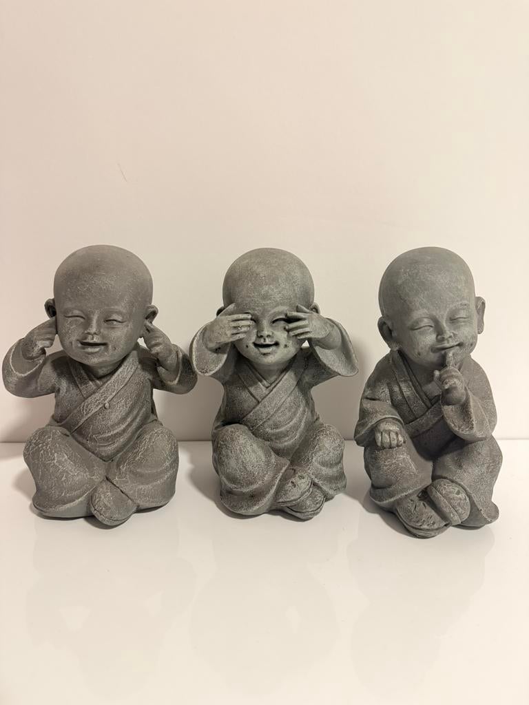 Horen zien zwijgen monnik buddha beeldjes, Ophalen of Verzenden, Zo goed als nieuw