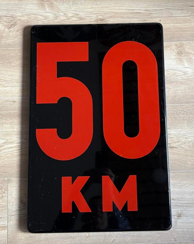Verkeersbord herhaling 50 km 40 x 60 cm, Verzamelen, Retro, Ophalen of Verzenden, Overige typen