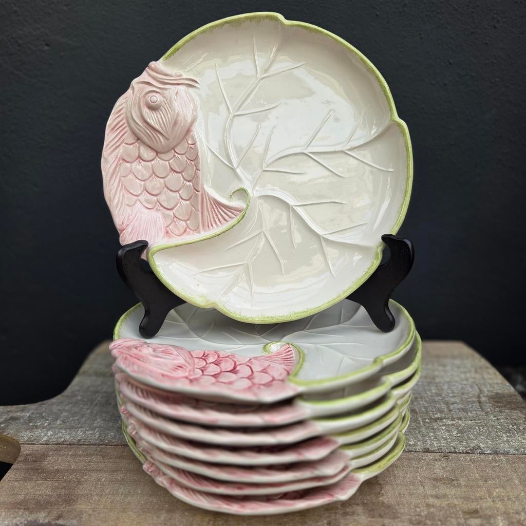 Antieke Chaumette Paris Vis Borden - Set van 8, Ophalen of Verzenden