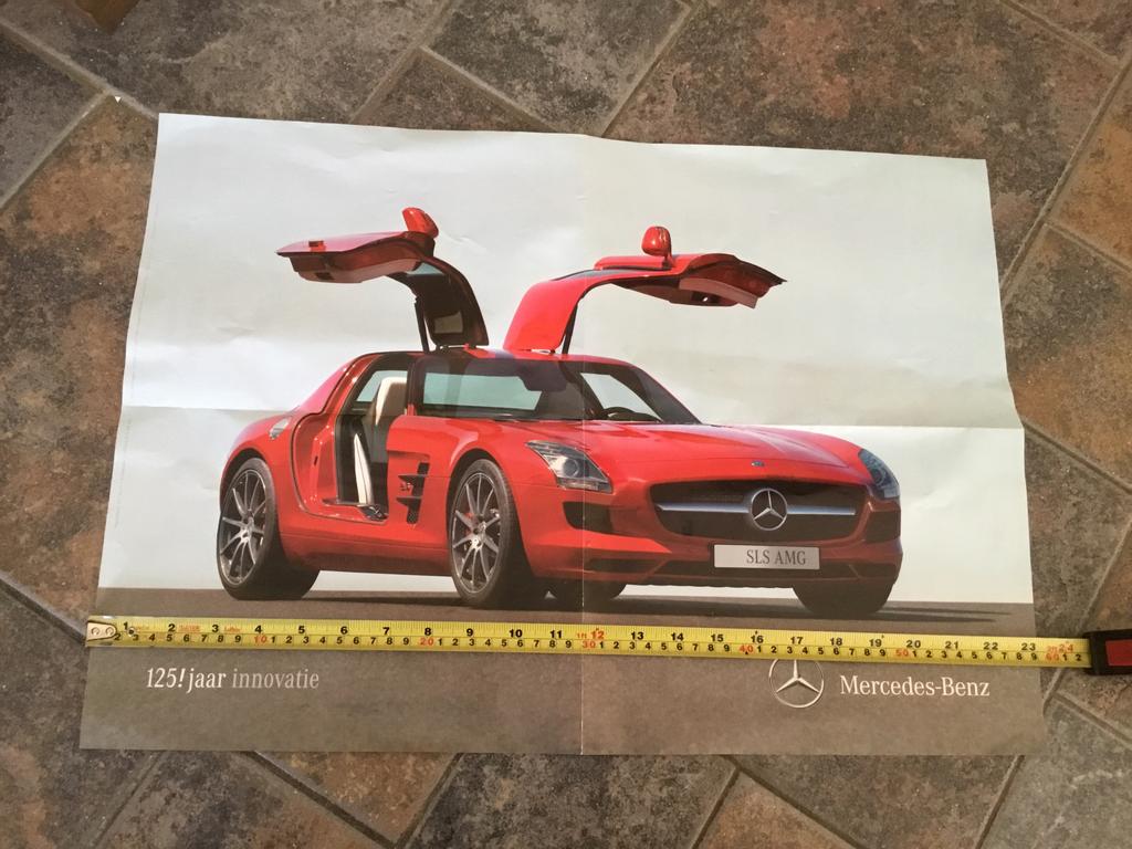 Poster Mercedes-Benz 2 kanten viering 125 jaar, Ophalen, Rechthoekig Liggend, Zo goed als nieuw, A1 t/m A3