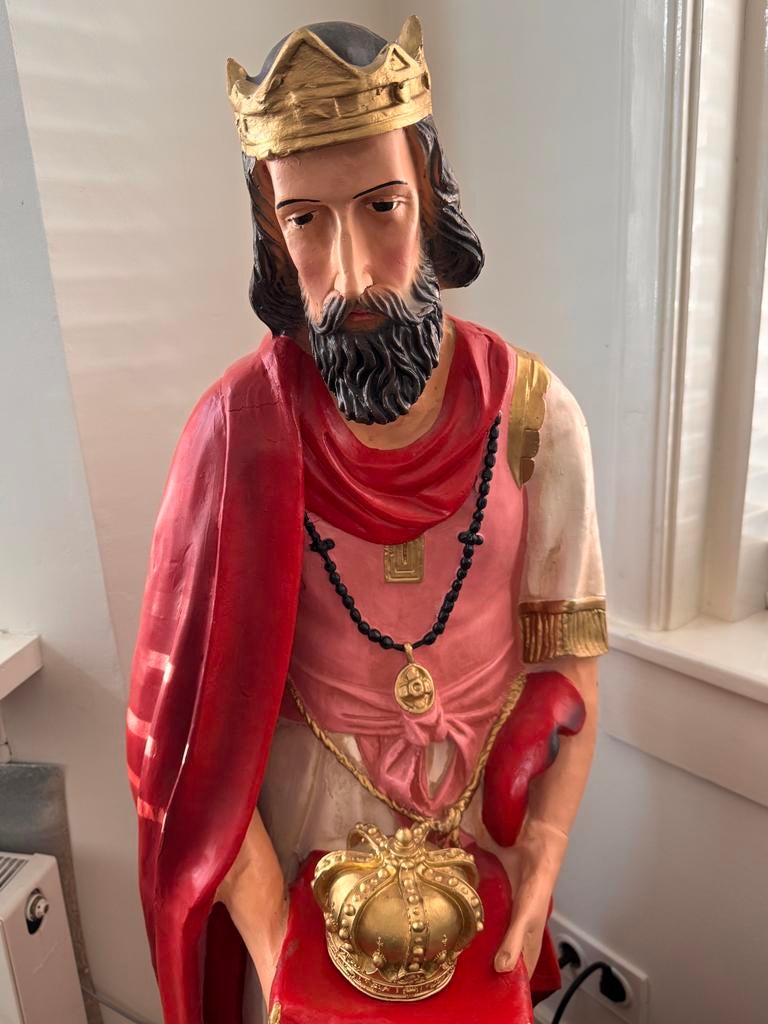 Polystone beeld van één van de Drie Koningen, Antiek en Kunst, Ophalen, Beeld, Composieten, Beschilderd