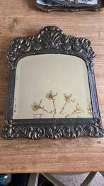 Facet geslepen spiegel met latoenkoperen omlijsting, Ophalen of Verzenden, Overige vormen, Minder dan 50 cm