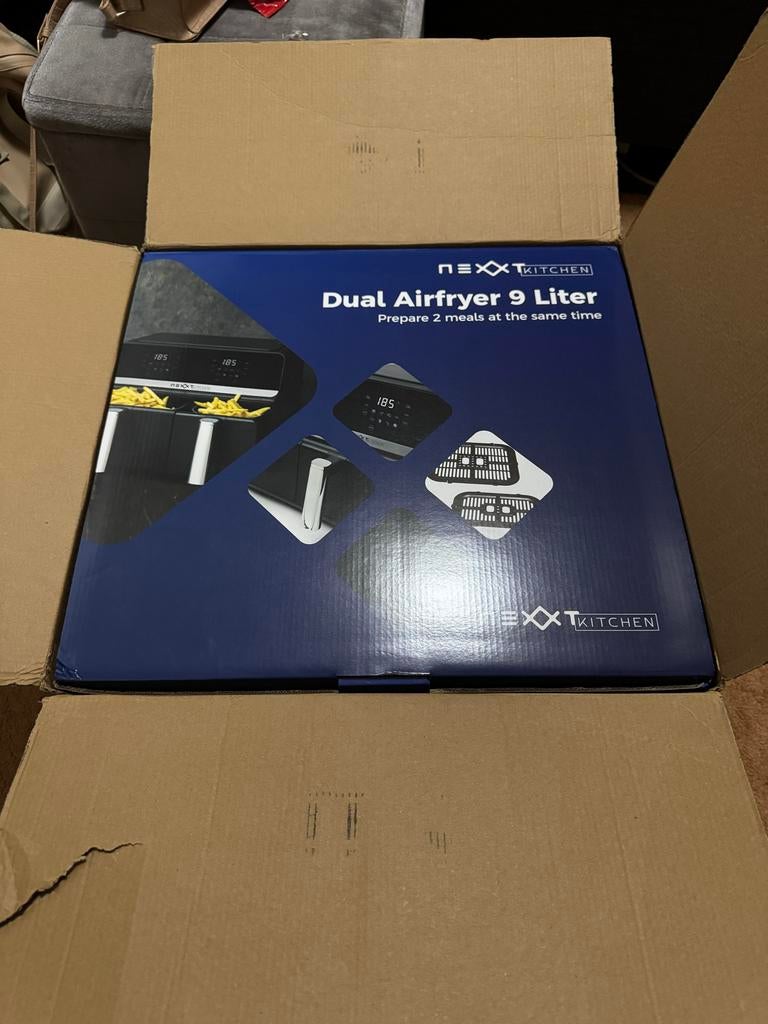 NEXXXT KITCHEN Dual Airfryer 9 Liter, Ophalen of Verzenden, Nieuw, Airfryer, 1500 gram of meer