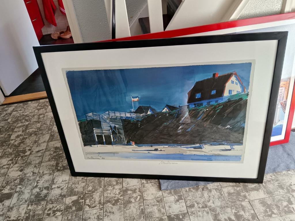 Zwart houten lijst. Glasplaat 70 x 100 cm, Ophalen, Hout, 75 cm of meer