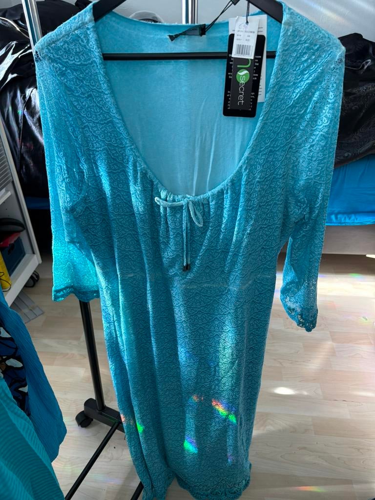 No Secret turquoise jurk, nieuw, maat 44, stretch, Ophalen of Verzenden, Nieuw, Overige kleuren, Jurk